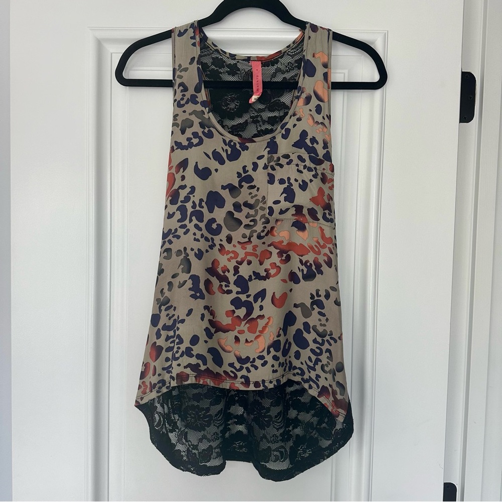Eight Sixty Lace Racer Back Tank Top, Size Small
